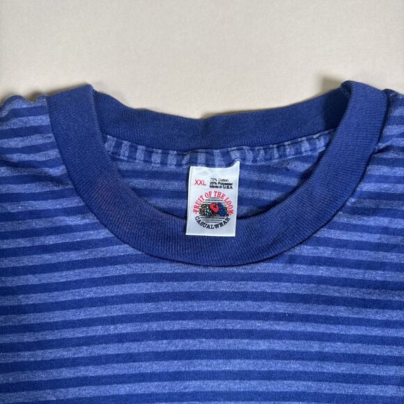 Vintage 90s Fruit of the Loom Striped Tee XXL Grunge USA Single Stitch - Picture 3 of 11